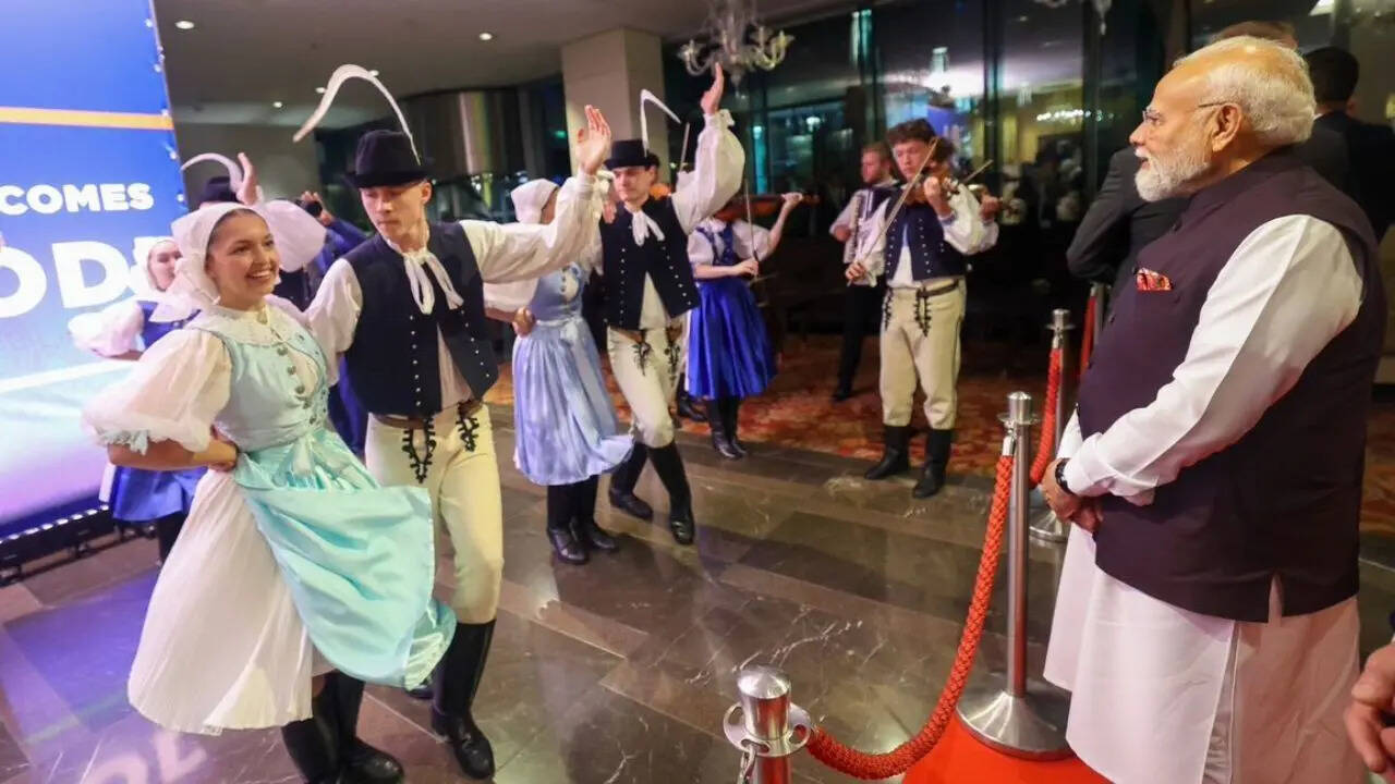 Watch: Slovak nationals welcome PM Modi with Vande Mataram, folk dance performances