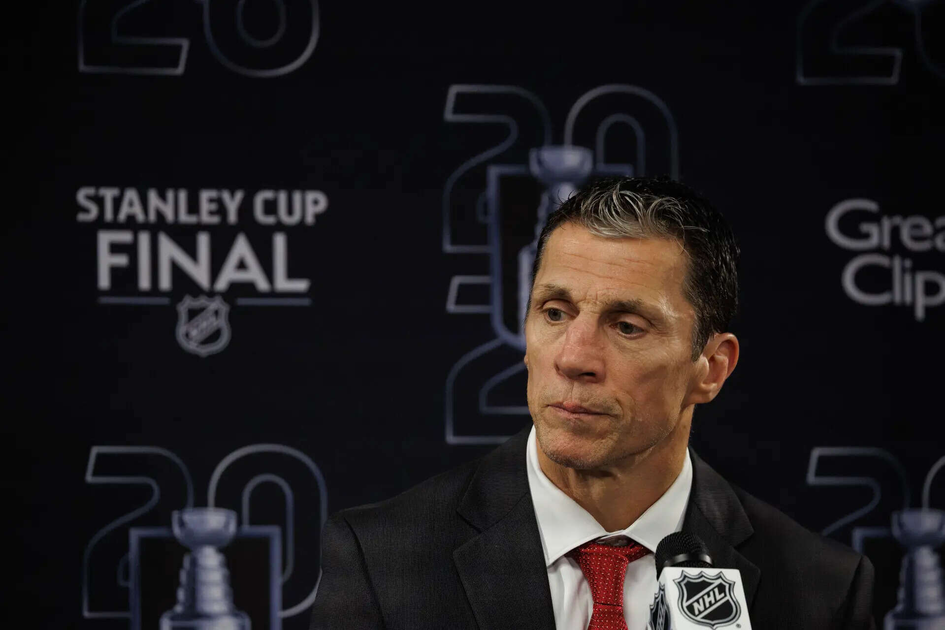 Carolina Hurricanes head coach Rod Brind'Amour speaks to media following a loss to the Vegas Golden Knights in Game 1 of the NHL hockey Stanley Cup Final series in Raleigh, N.C., Tuesday, June 2, 2026. (AP Photo/Ben McKeown) Rod Brind'Amour was already Carolina Hurricanes royalty. Now he's won a Stanley Cup as head coach