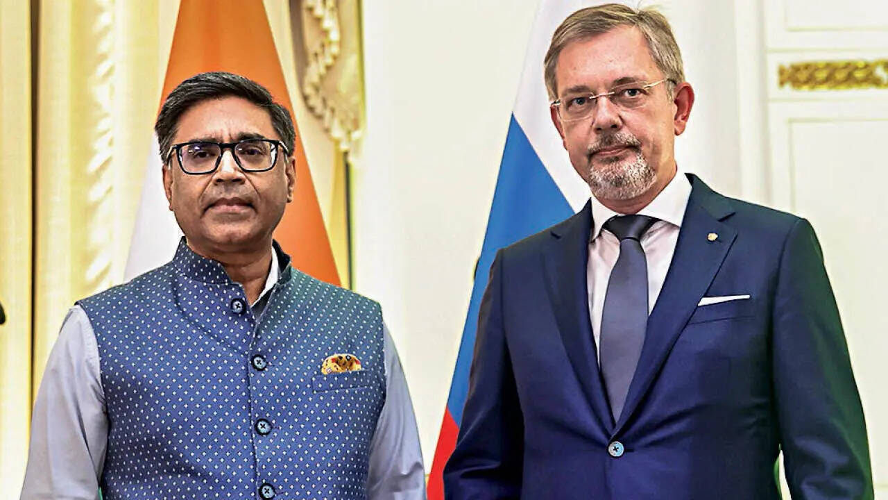 Foreign Secretary Vikram Misri and Russian Ambassador Denis Alipov