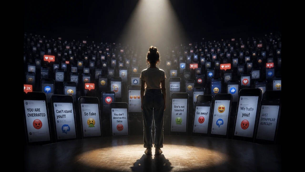 The fame gap is the widening distance between the speed at which a youngster becomes famous, and the slowness with which the human mind catches up to it. ChatGPT Image Jun 16, 2026, 12_08_08 PM