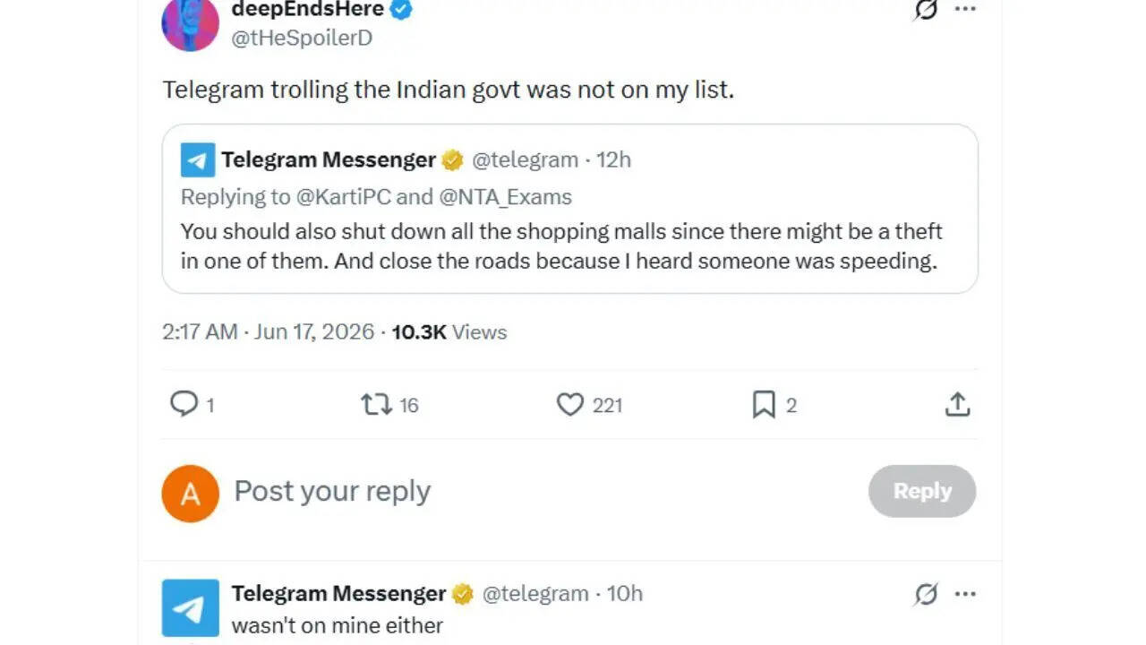 'Thank your government': Telegram trolls Centre over NEET-linked ban, fires back with cheeky responses