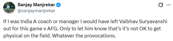 Sanjay Manjrekar post