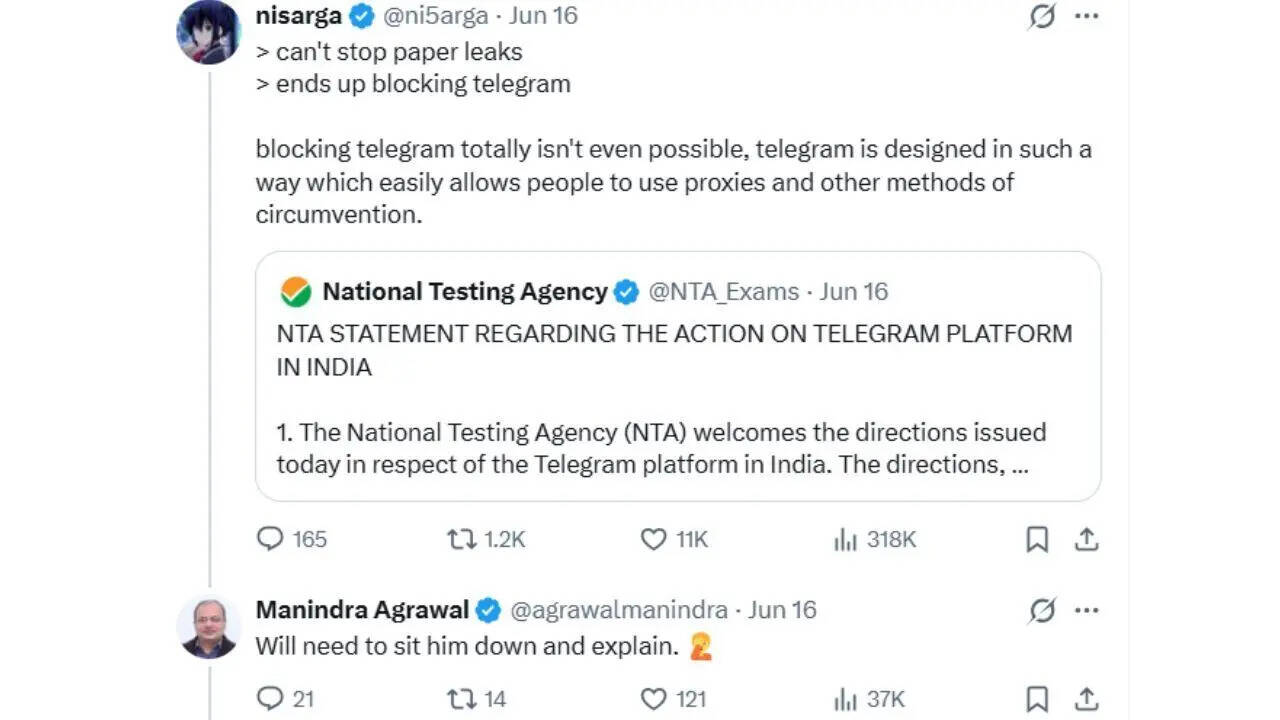 'Will need to sit him down': IIT Kanpur professor, Nisarg Adhikary spar online over Telegram ban
