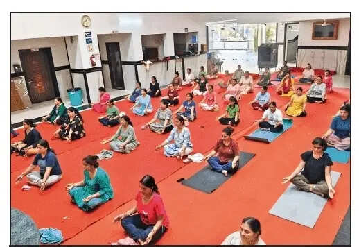 A de-stressing yoga class for moms in Kota