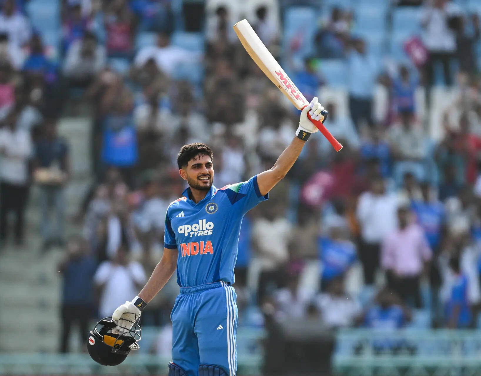 Lucknow, Jun 17 (ANI): Indian skipper Shubman Gill celebrates his century during...