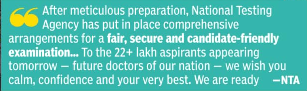 National Testing Agency on NEET (UG) re-test