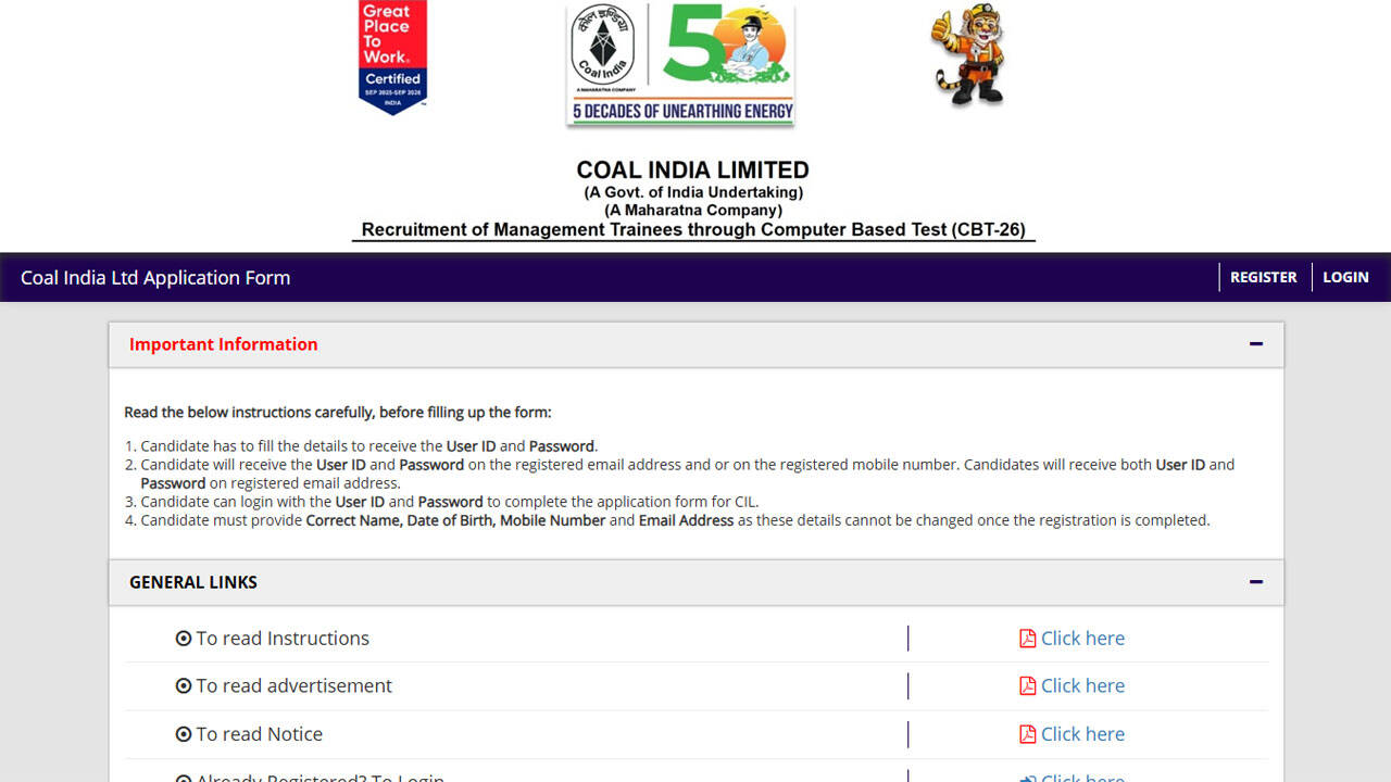 Coal India MT recruitment 2026: Last date to apply at coalindia.in for 660 posts; check details and direct link here
