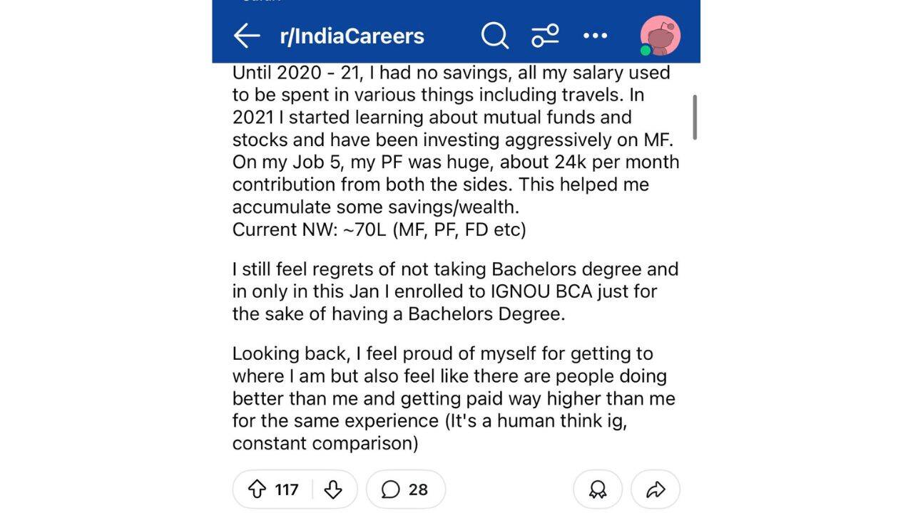  Bengaluru techie reveals the one regret that still lingers