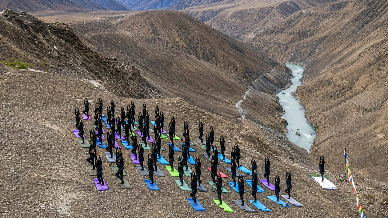 Across terrains, Indian Armed Forces observe International Day of Yoga; Rajnath Singh participates in Shillong