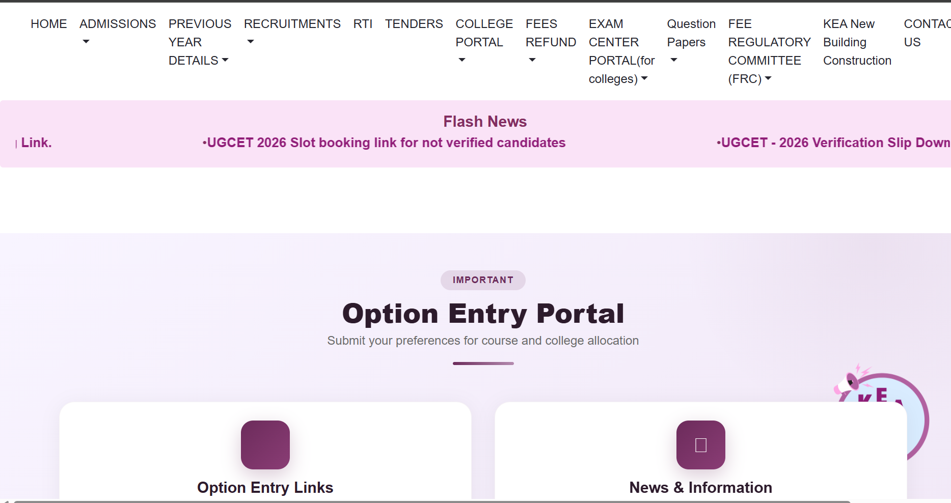 Karnataka UGCET 2026 counselling begins: KEA opens option entry portal, key seat allotment dates announced