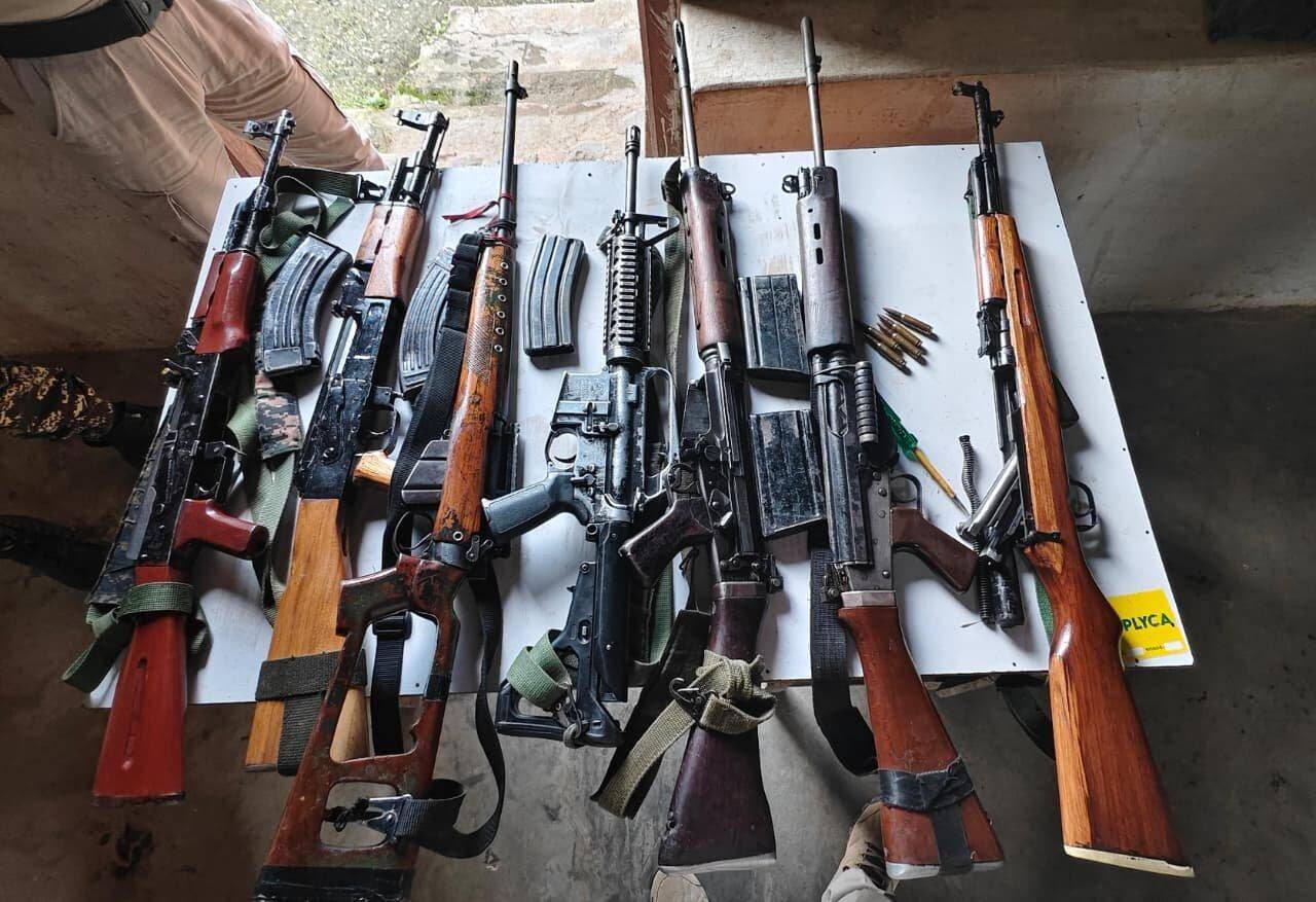 Manipur police recover 36 weapons in joint operation, including assault rifles