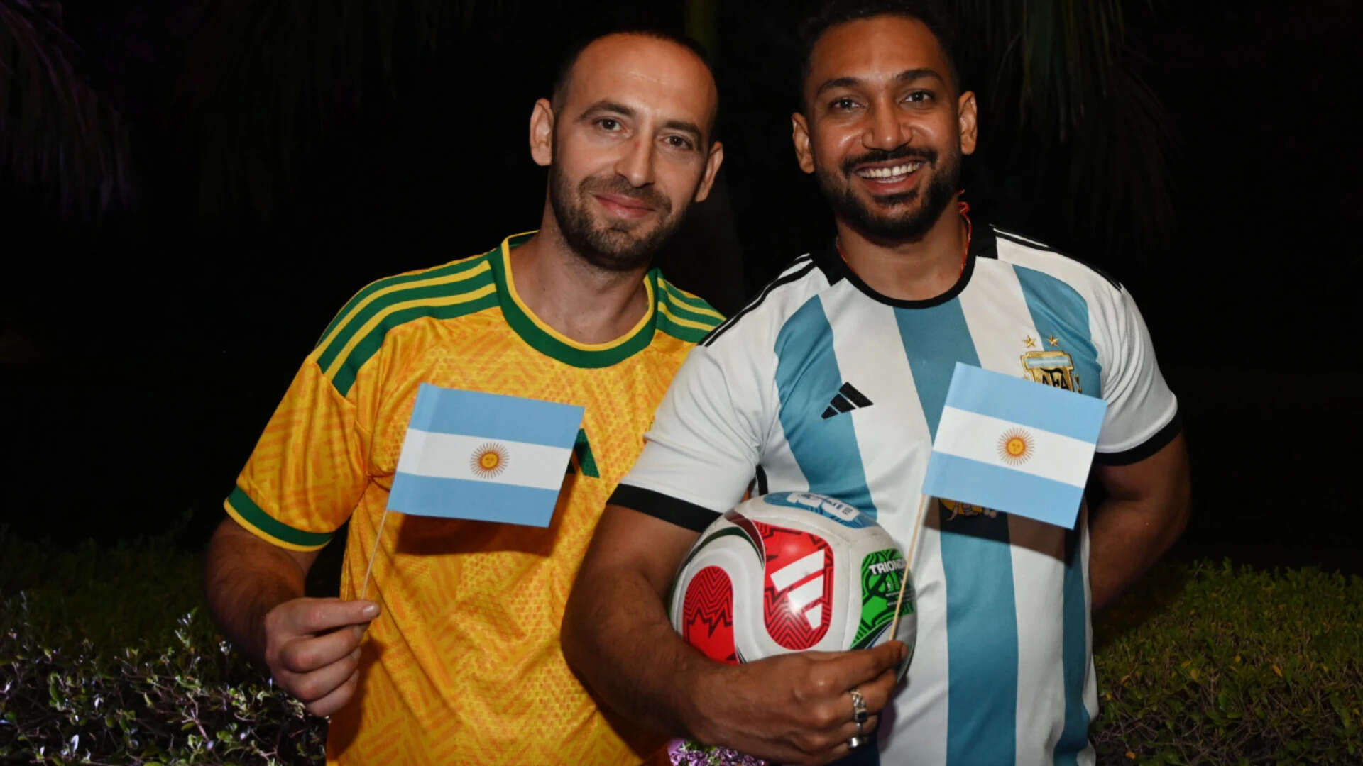 Football fans sported the colours of their favourite teams at the screening