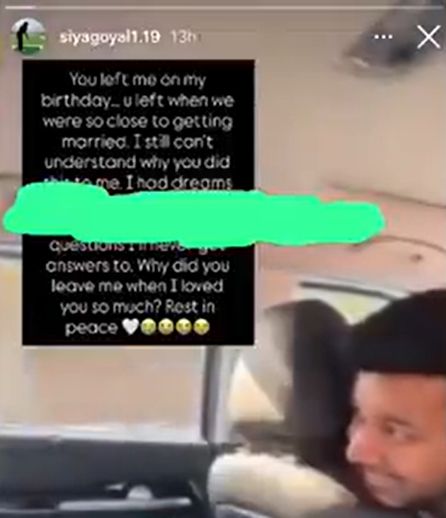 Siya Goyal social media post