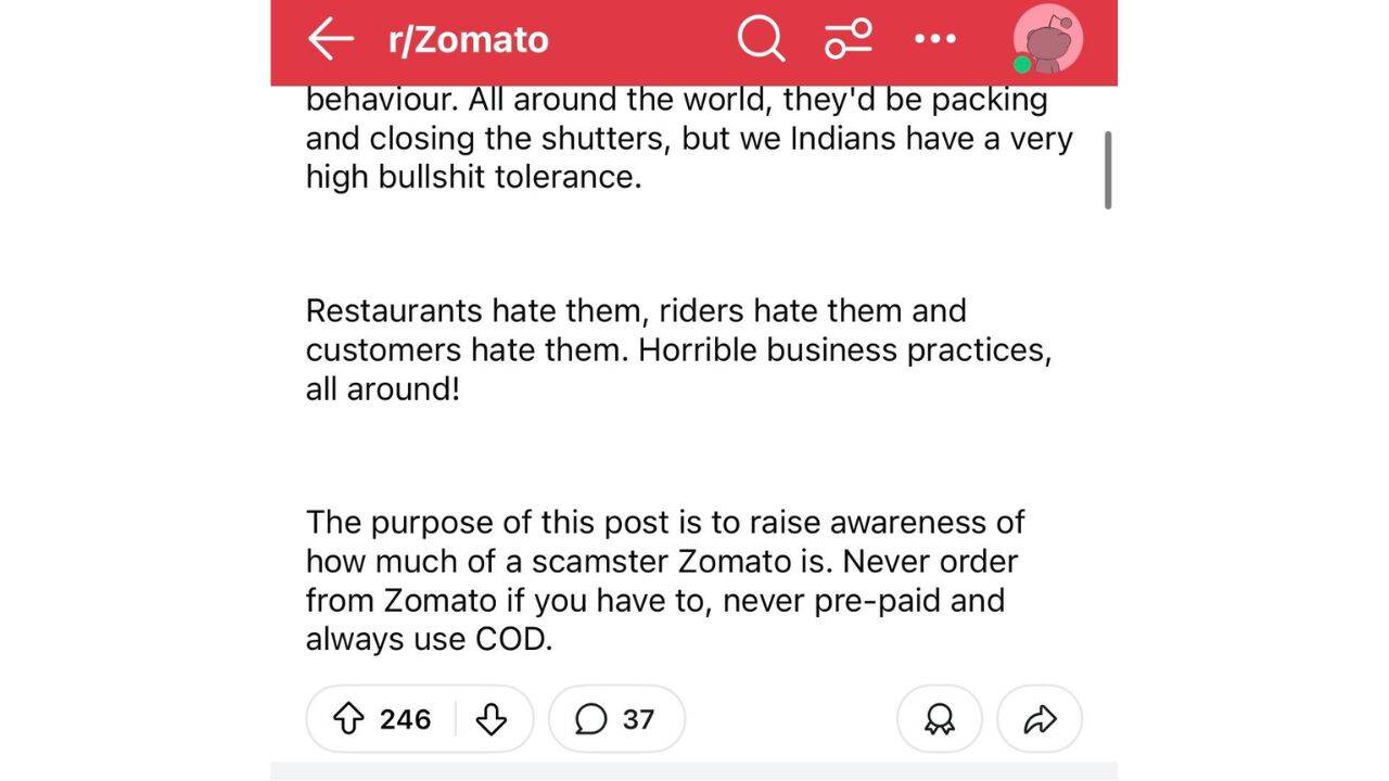 Zomato chatbot experiment goes viral, message shocks users