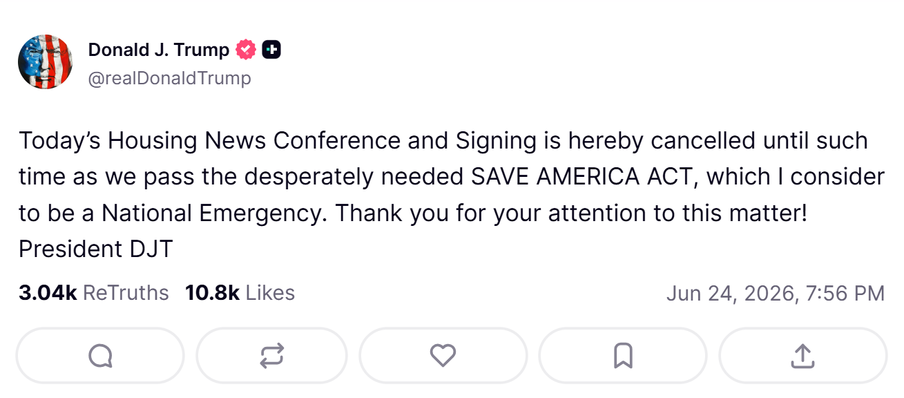 Trump Truth Social Post
