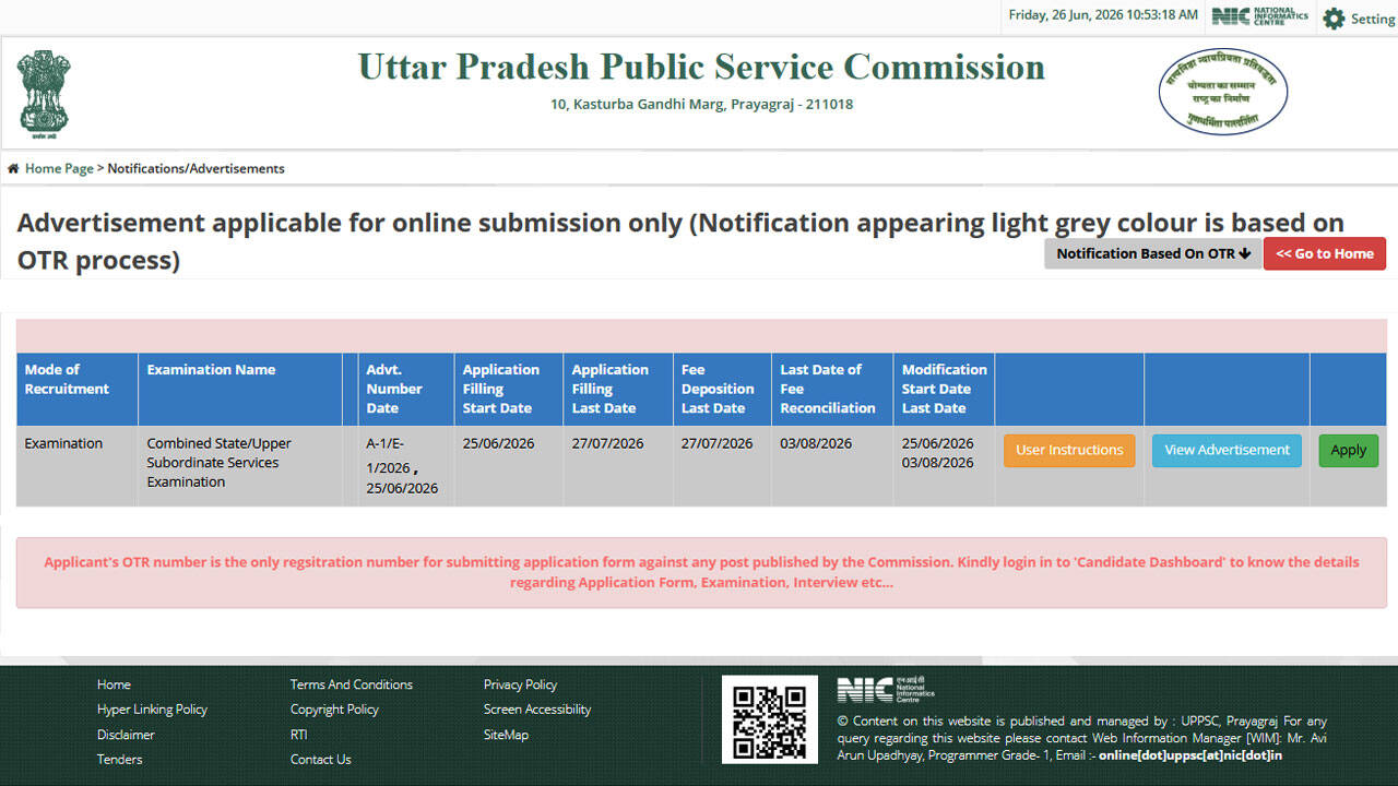 UPPSC PCS 2026 notification out for 500 vacancies, apply online at uppsc.up.nic.in