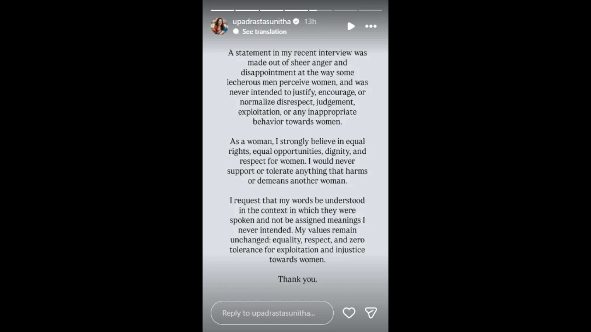 Sunitha Upadrasta's IG post<br>