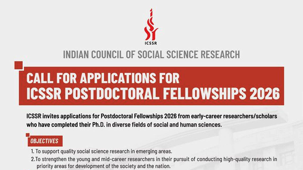 ICSSR opens applications for Postdoctoral Fellowship 2026, registration closes July 21