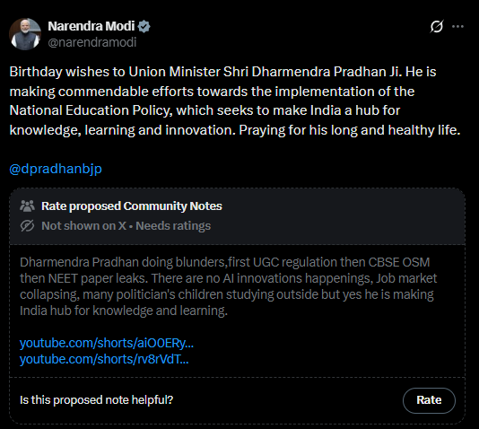 PM Modi's X post