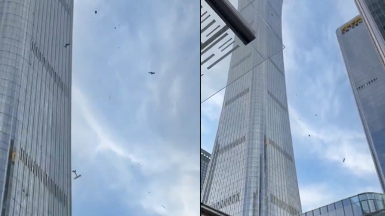 Watch: Car-sized aircraft crashes into Beijing’s tallest skyscraper; police seal off area