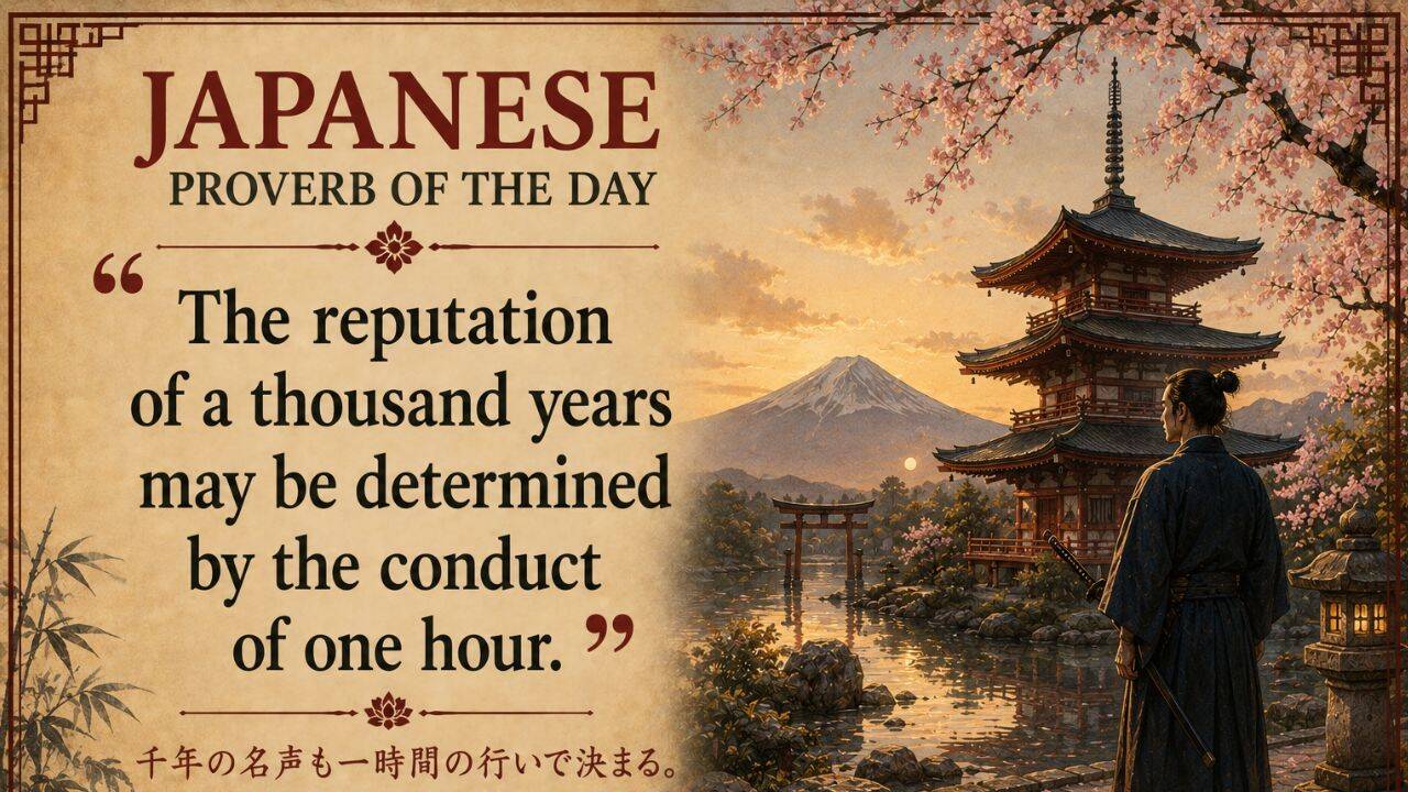 Japanese proverb of the day: "The reputation of a thousand years may be determined by the conduct of one hour" and a lesson in reputation, character and self-control