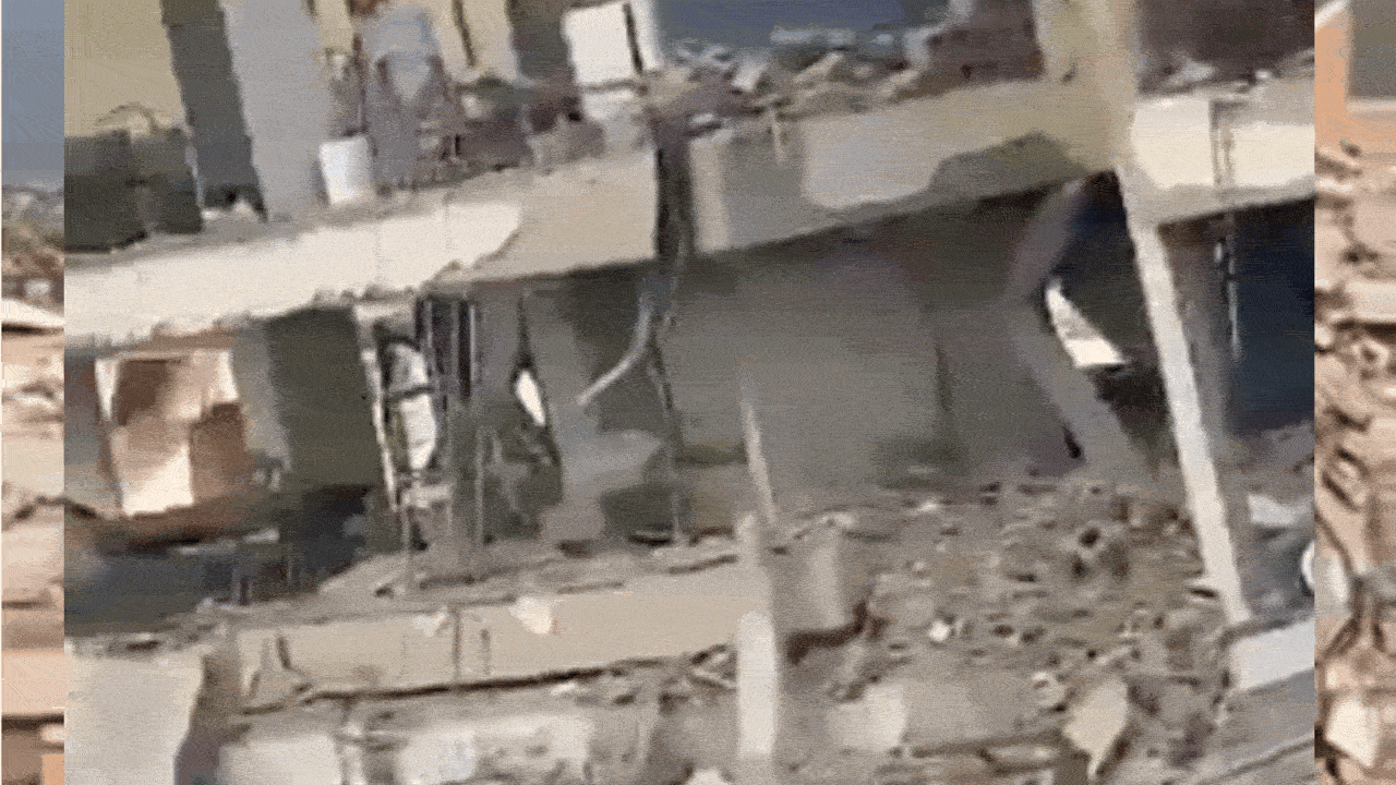 Destroyed buildings reduced to towering piles of rubble dominate the landscape as rescue efforts continue in Venezuela