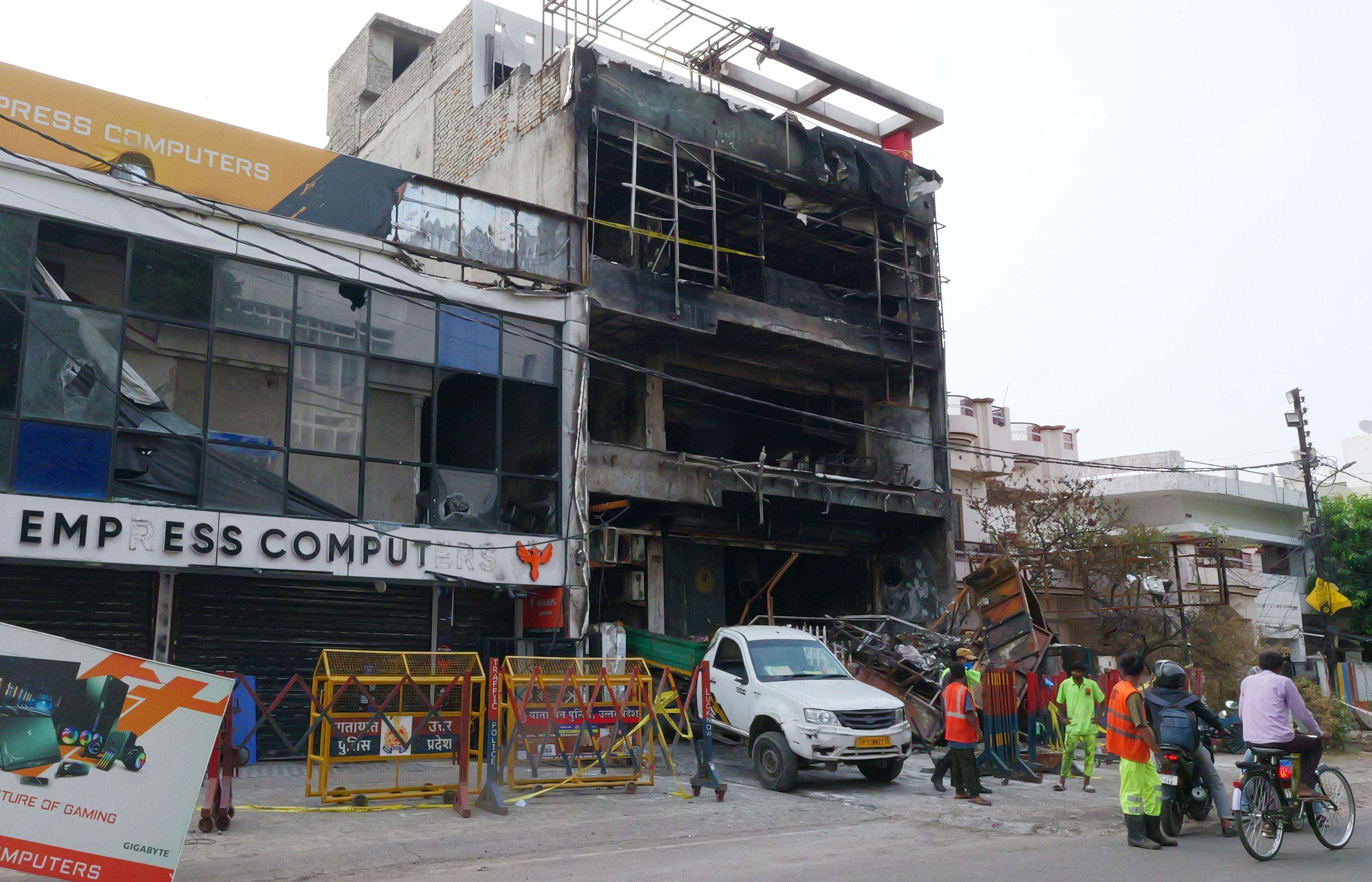 Aliganj fire site remains cordoned off a week after blaze