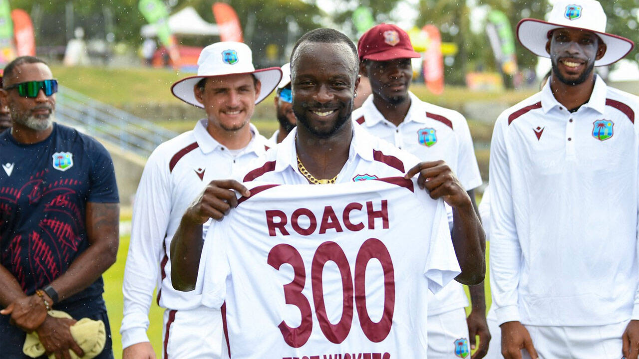 Kemar Roach joins West Indies legends as hosts script record Test win over Sri Lanka