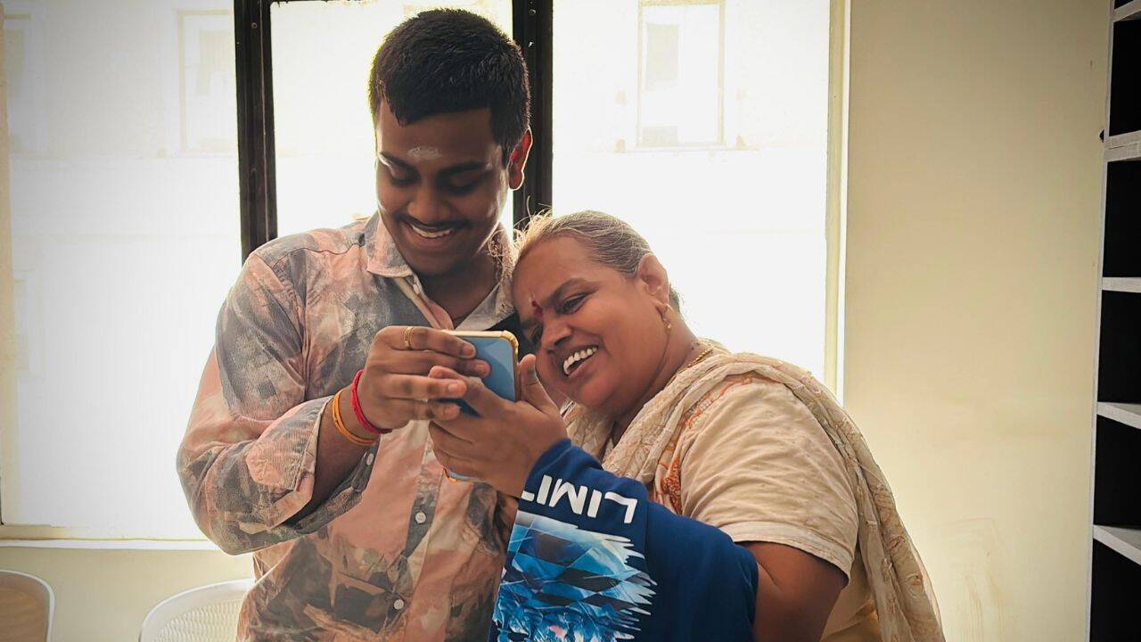 Harshavardhan GB with his mother