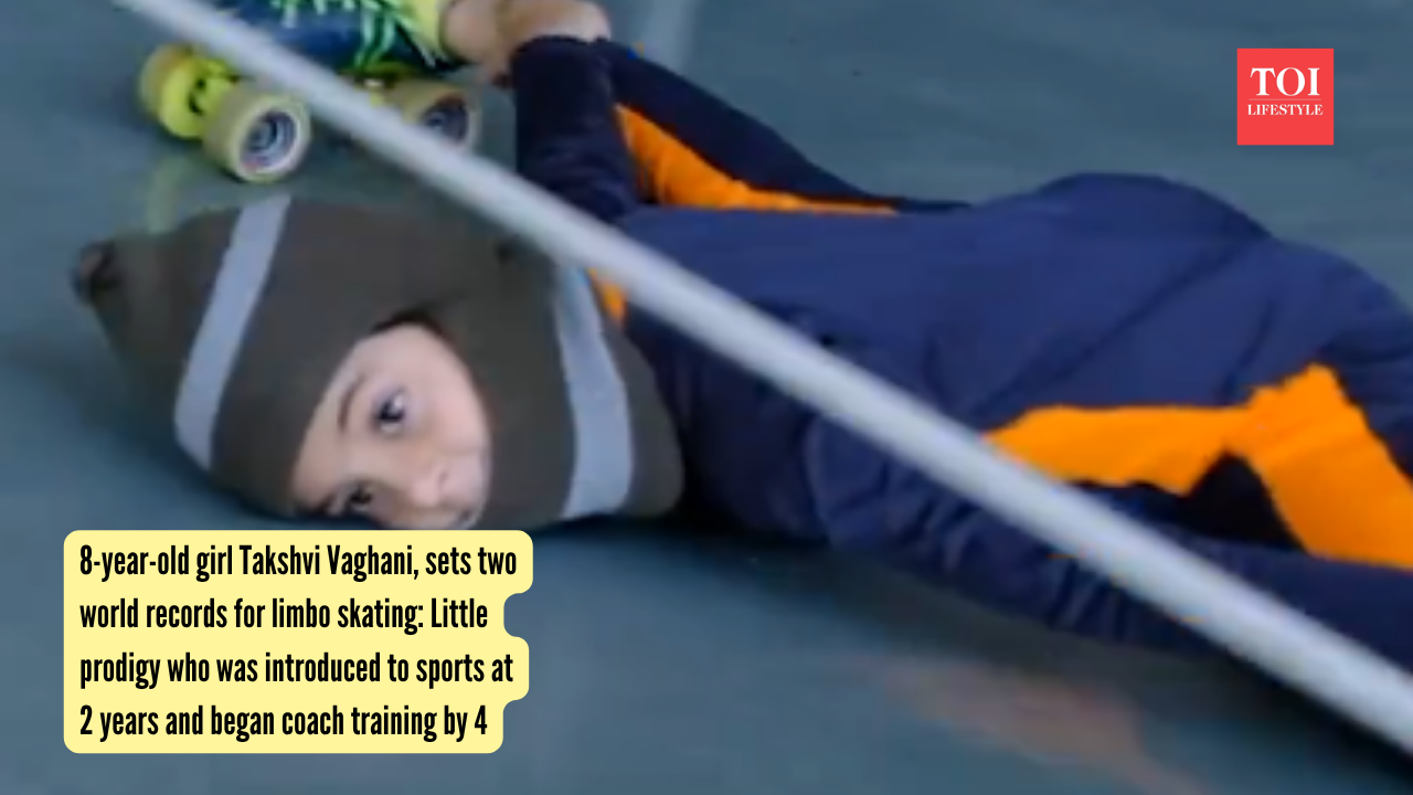 8-year-old girl Takshvi Vaghani, set two world records for limbo skating Little prodigy who was introduced to sports at 2 years and began coach training by 4