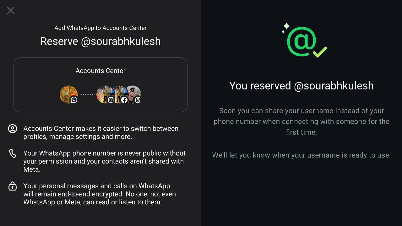 WhatsApp usernames reserve