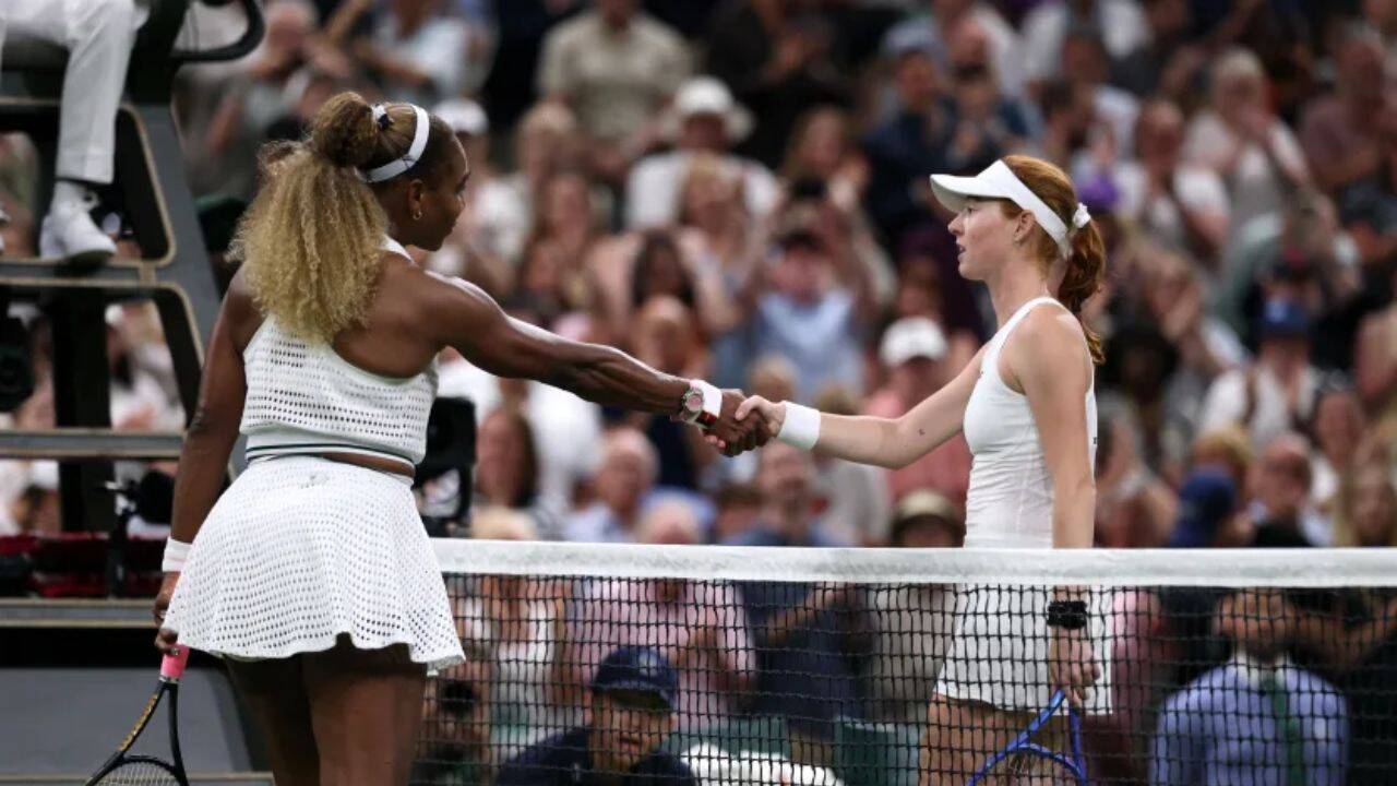 Serena Williams congratulates Maya Joint with a handshake after the match
