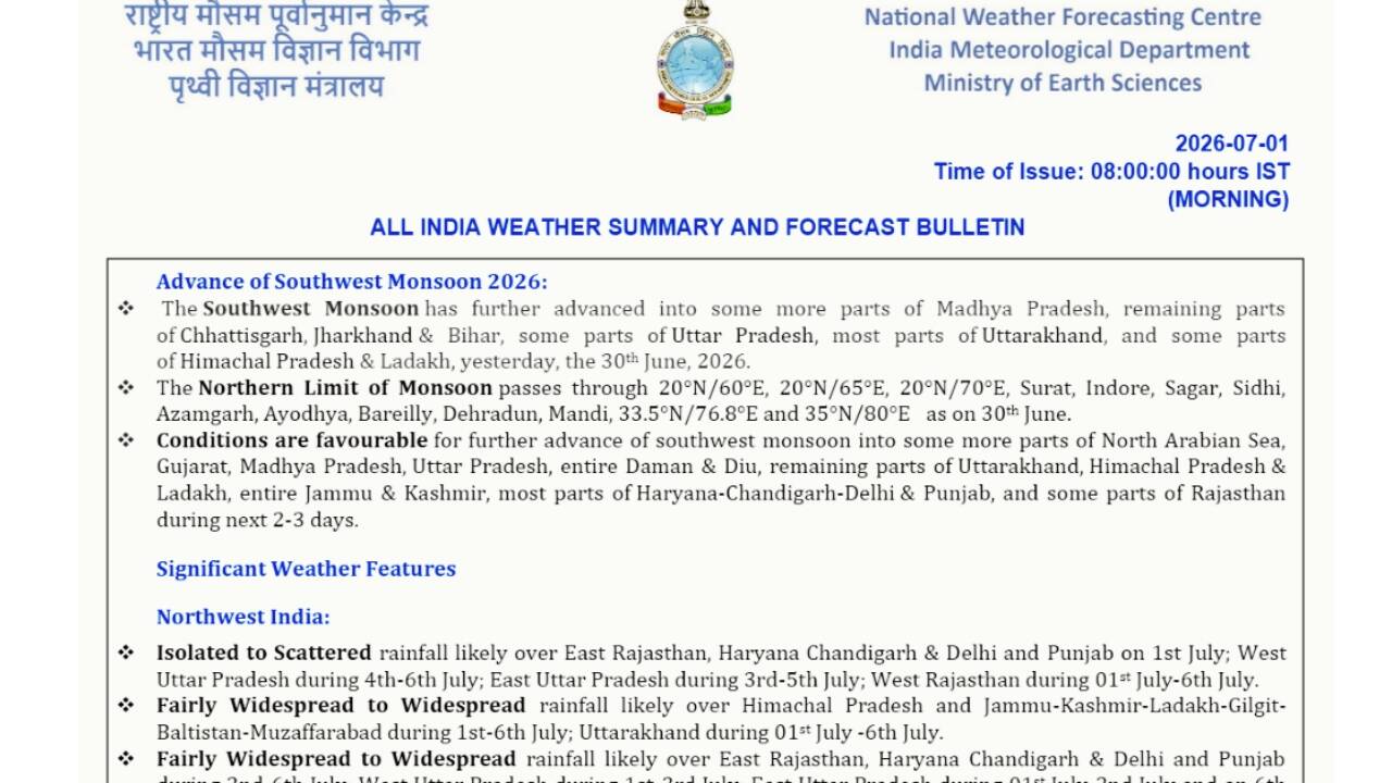 IMD all India weather bulletin