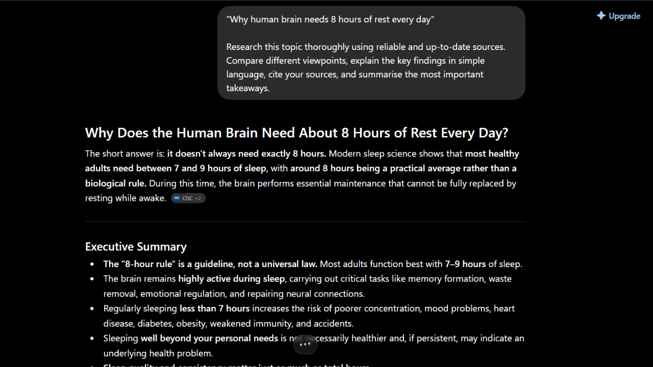 1. It can research topics instead of simply answering questions