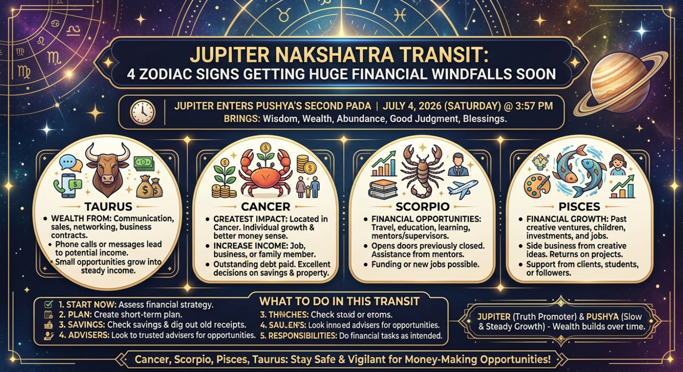 Jupiter Nakshatra Transit - Financial Windfalls