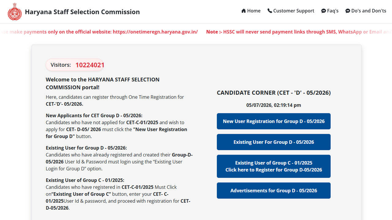 HSSC CET Group D 2026 registration closes today; eligible Haryana candidates must complete application here