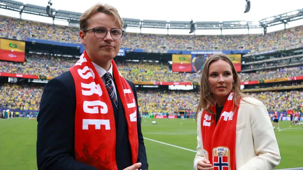 Getty Images Norway's future queen and her brother at the World Cup