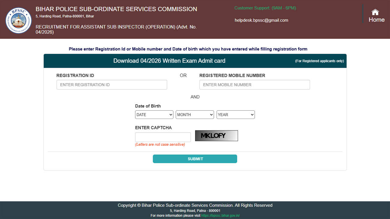 Bihar Police ASI Admit Card 2026 released, download hall ticket for July 22 exam here