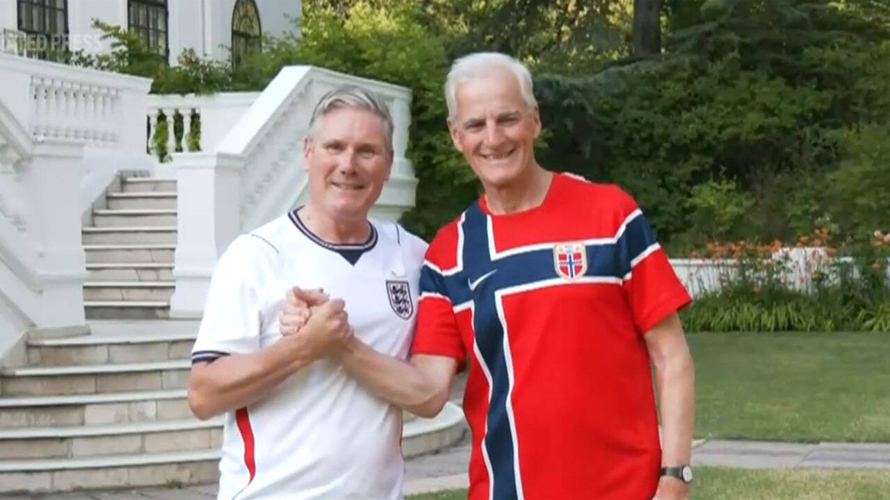 Watch: PM Starmer and PM Støre swap playful WC jibes before England-Norway clash