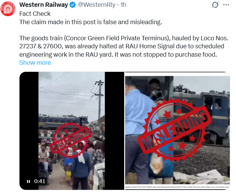 Tweet by Western Railway Tweet by Western Railway