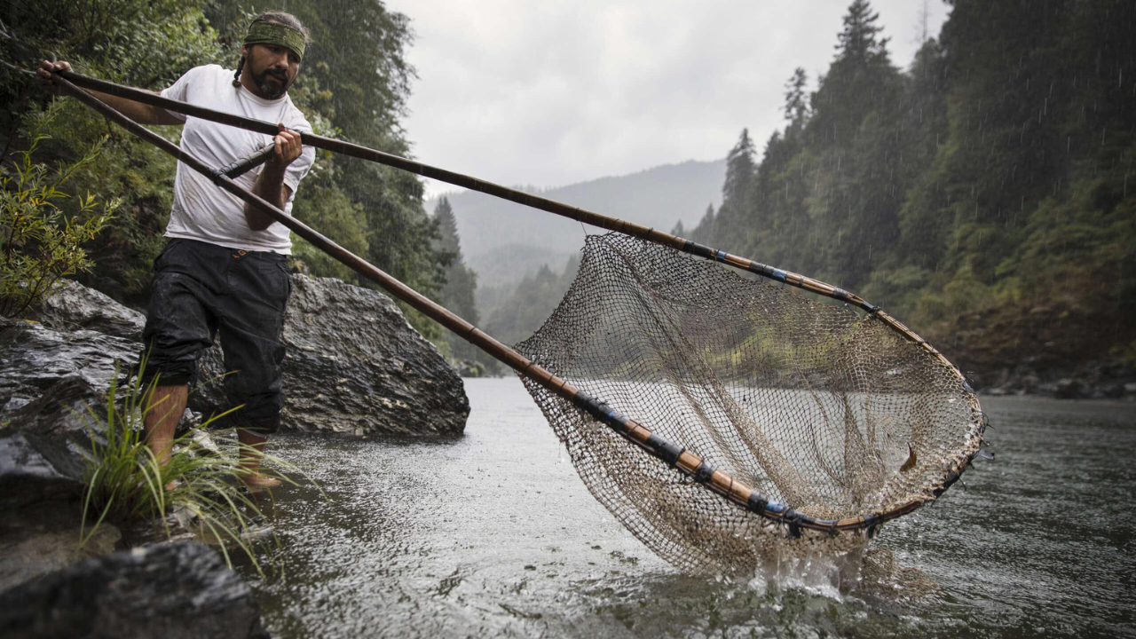 Yurok fishers on the Klamath River, where salmon have sustained Indigenous communities for generations.