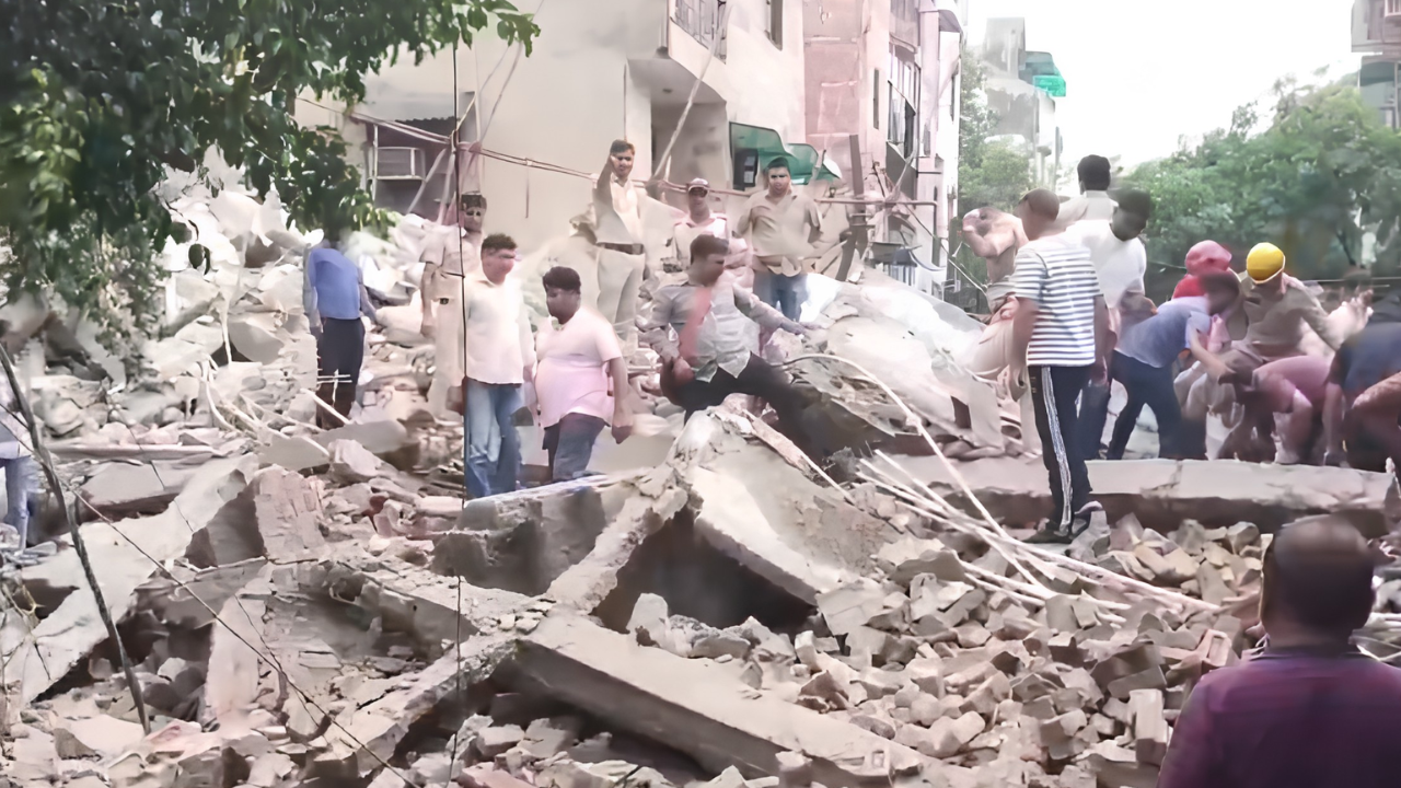 Building collapses in Delhi's Rohini after rain; several feared trapped