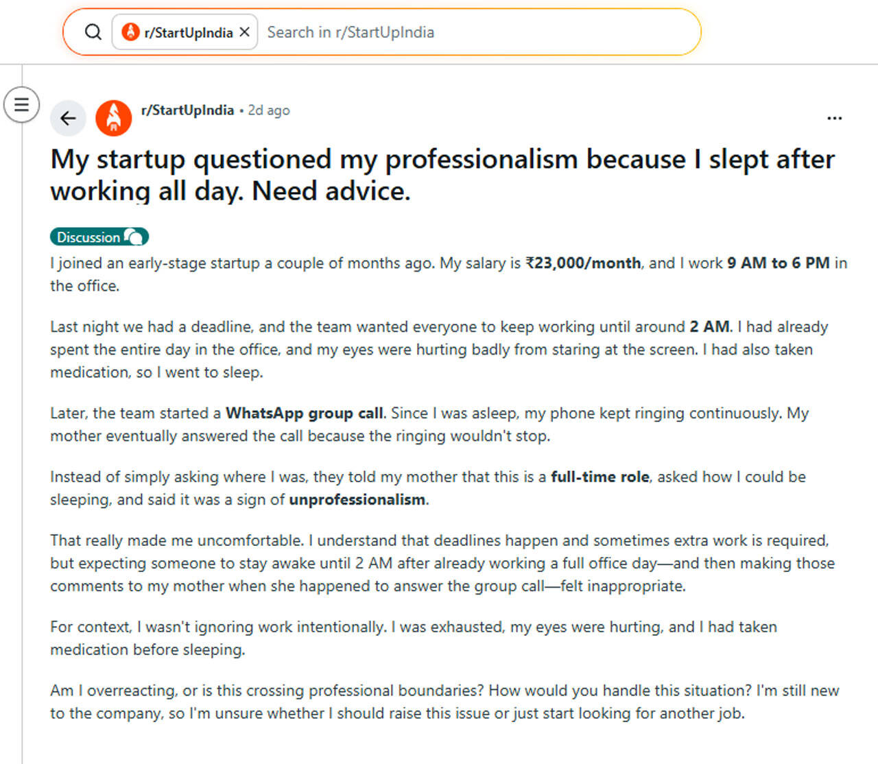 Graduates join a growing startup but are faced with a work culture conflict after an overnight event
