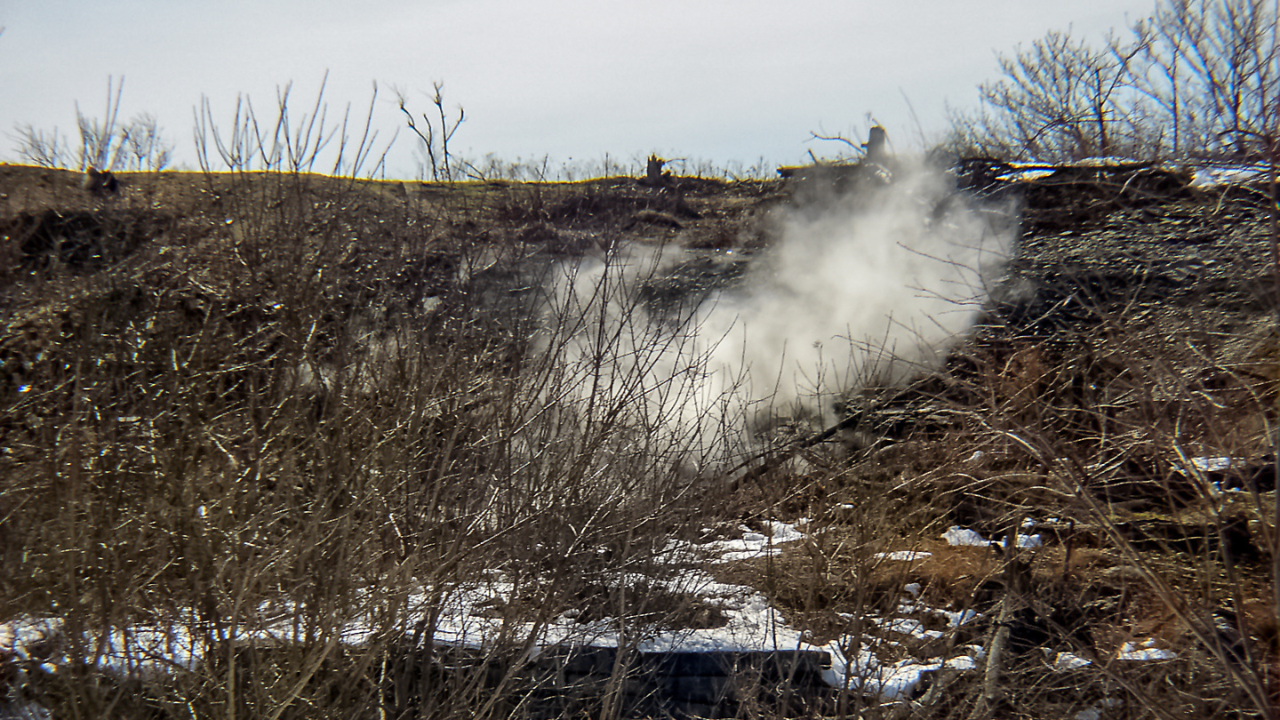 Toxic gas and smoke rising from the ground above the underground fire in 2006