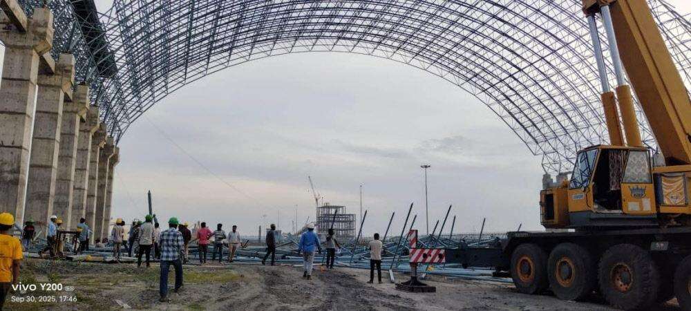 Nine people died when a scaffolding collapsed during the construction of Ennore special economic zone (SEZ) thermal plant in Vayalur, Tiruvallur district..jpg