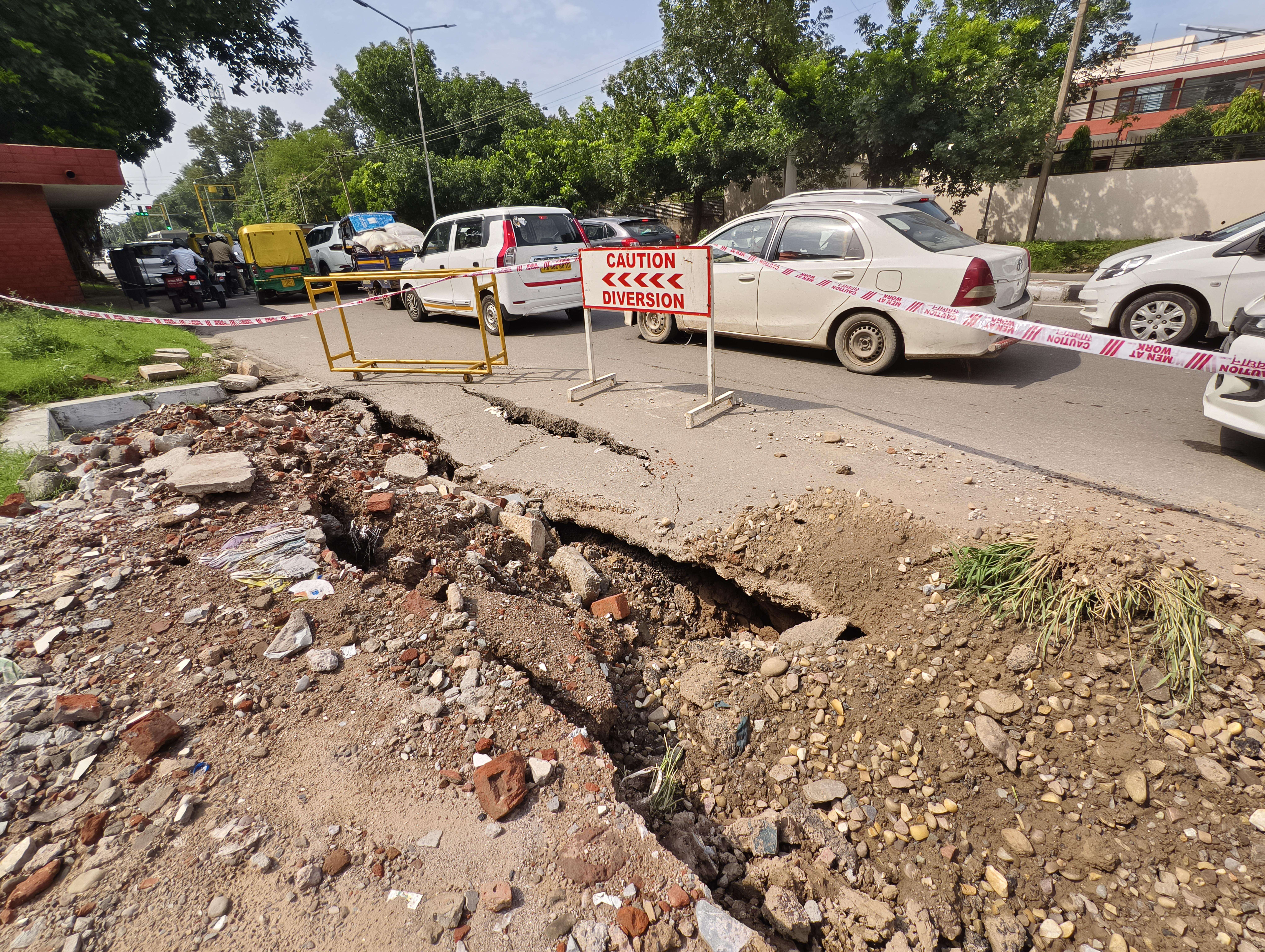 11 July Road caved in at sec 45_ on dividing road of sec 33 and sec 45 (4).jpg