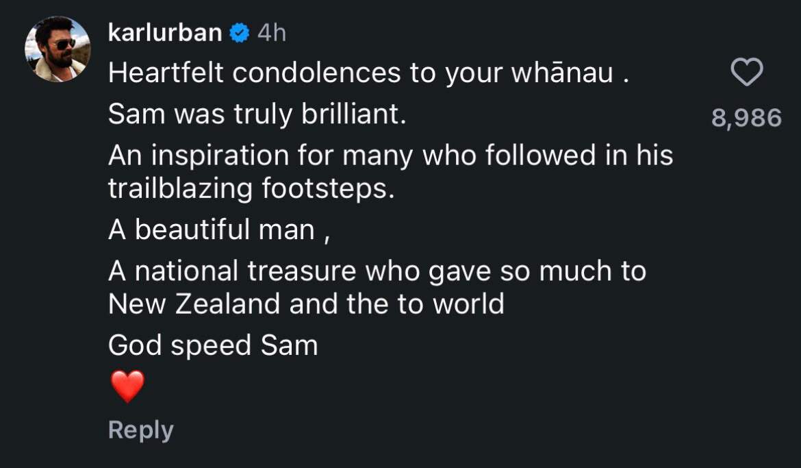Karl Urban shares heartfelt note.