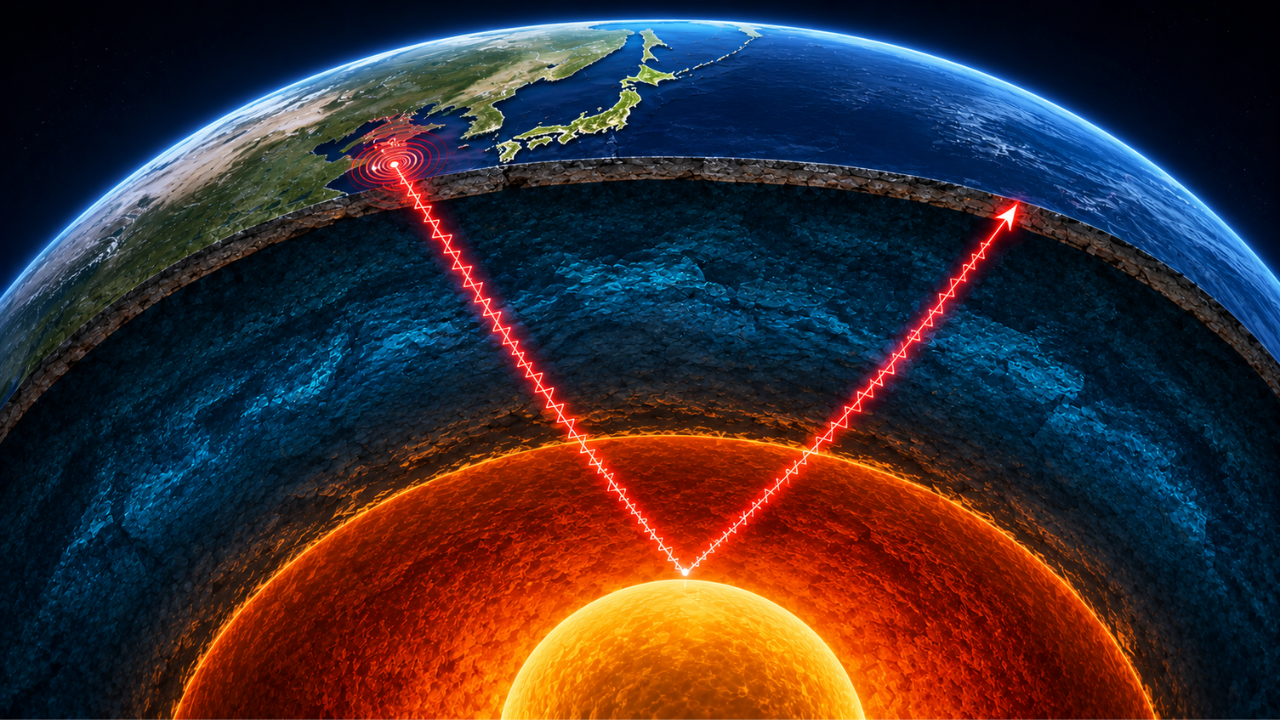 Japan's 2011 megaquake sent a seismic wave nearly 2,900 km to Earth's core, which returned 13 minutes later and shifted the entire country eastward