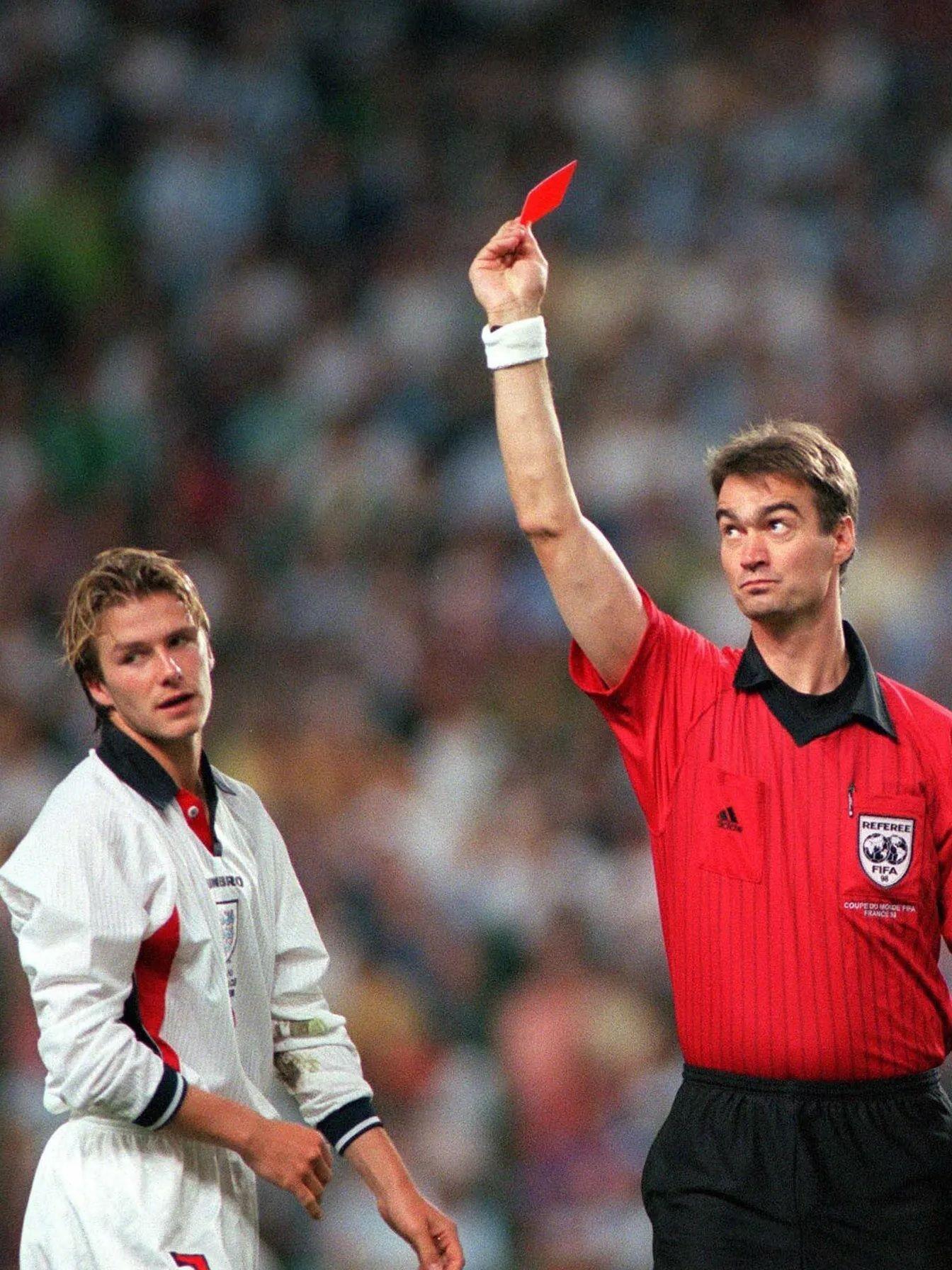 David Beckham's infamous red card against Argentina in 1998