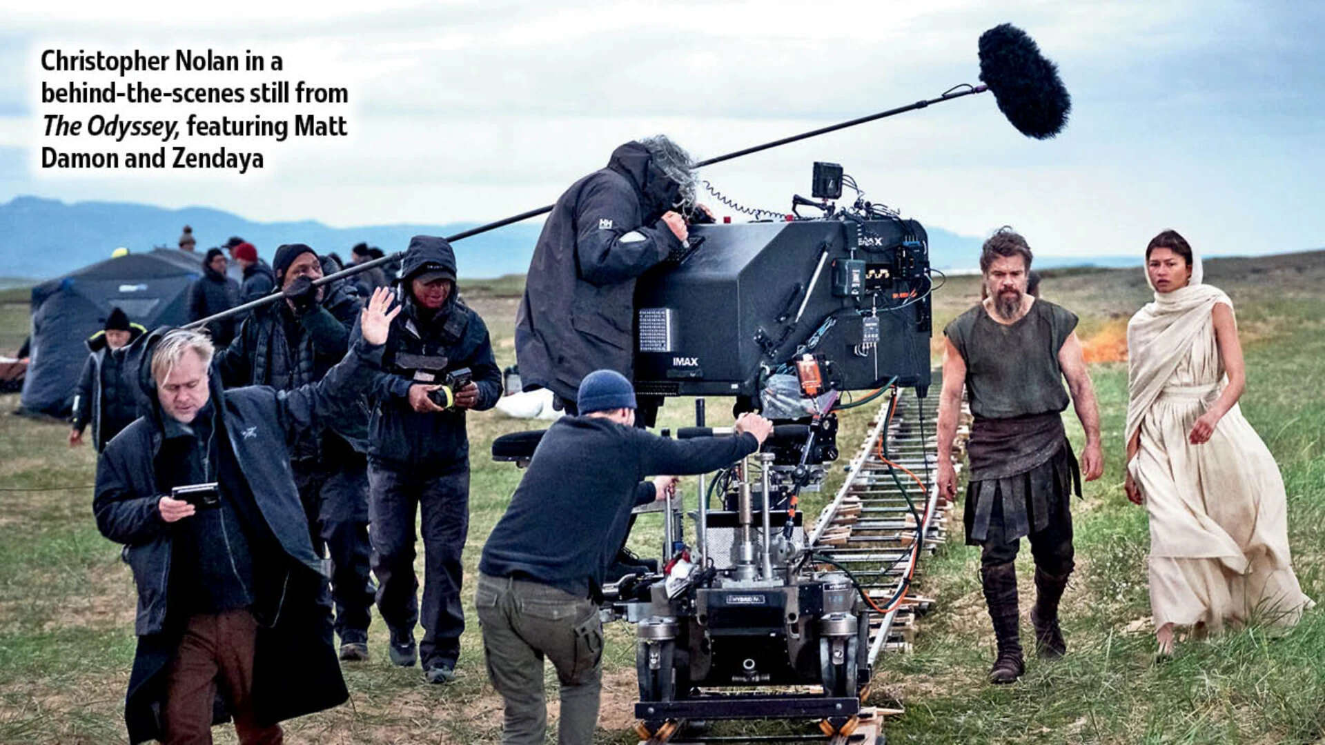 Nolan in a BTS still from The Odessey
